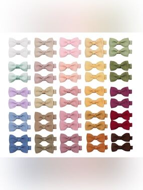 Girls' Bow Hair Clips - Assorted Pastel & Neutral Set (50 total/25 Pairs)